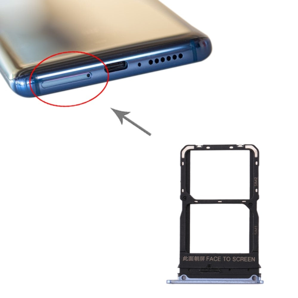 Plateau porte-carte SIM Micro SIM Xiaomi MI 10 / MI 10 Pro Noir