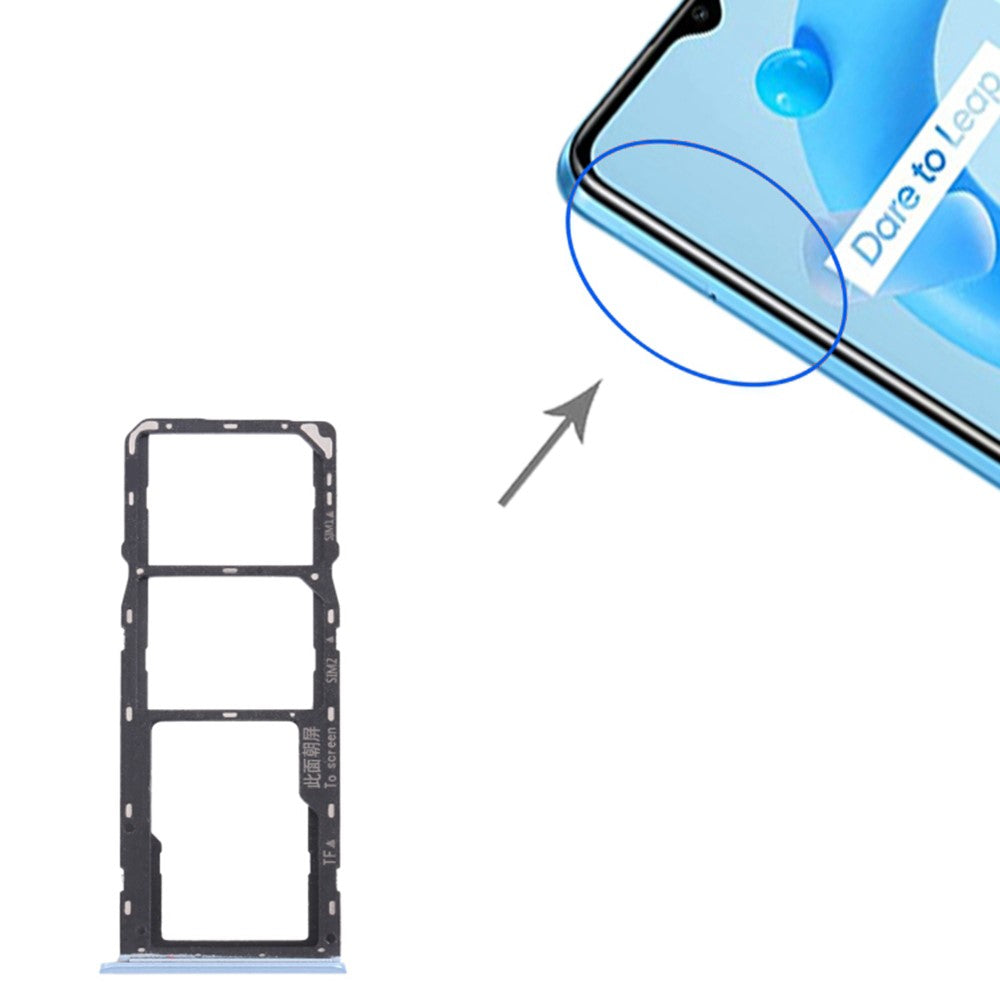SIM 1 holder + SIM 2 / Micro SD holder Realme C11 (2021) RMX3231 Blue