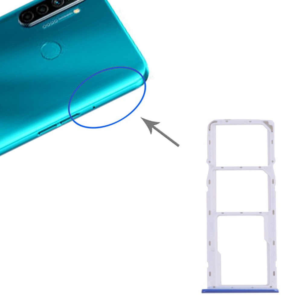 SIM 1 Holder + SIM 2 / Micro SD Holder Realme 5i RMX2030 RMX2032 Blue