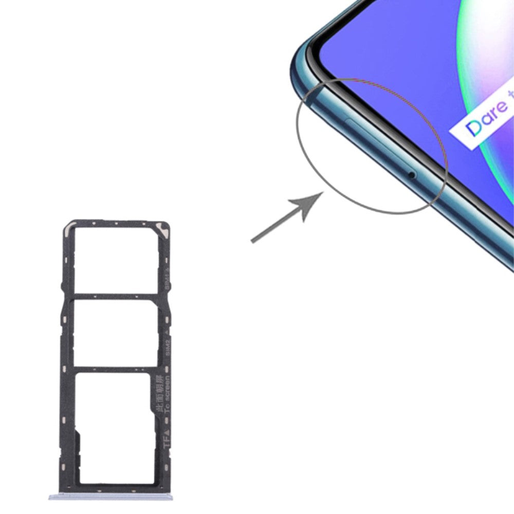 Support SIM 1 + Support SIM 2 / Micro SD Realme C12 RMX2189 Argent