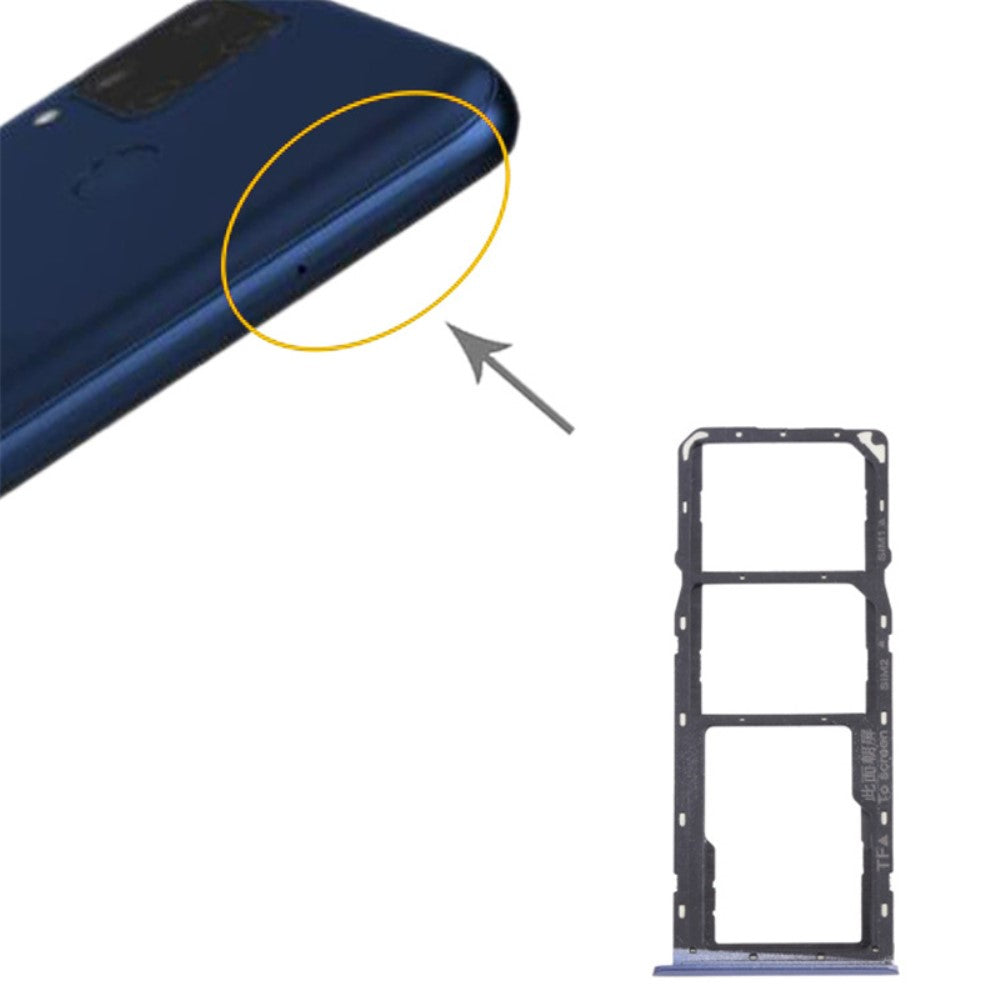 SIM 1 Holder + SIM 2 / Micro SD Holder Realme C15 RMX2180 Blue