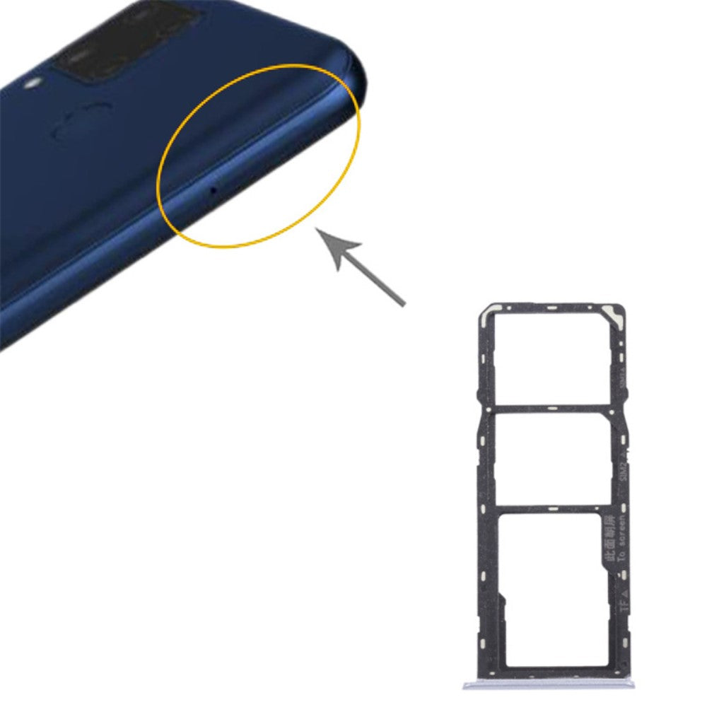 Porta SIM 1 + Porta SIM 2 / Micro SD Realme C15 RMX2180 Plateado
