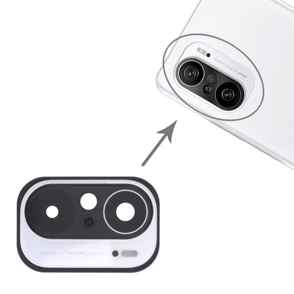Couvercle d'objectif de caméra arrière Xiaomi Poco F3 (48MP) M2012K11AG Blanc
