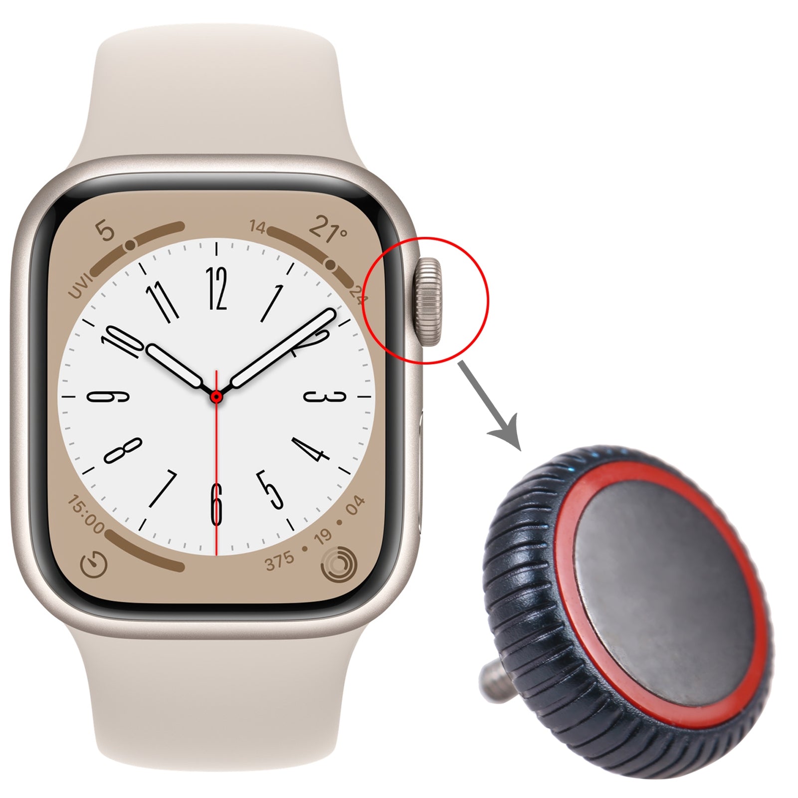 Crown Nut Apple Watch Series 8 (LTE) Gray