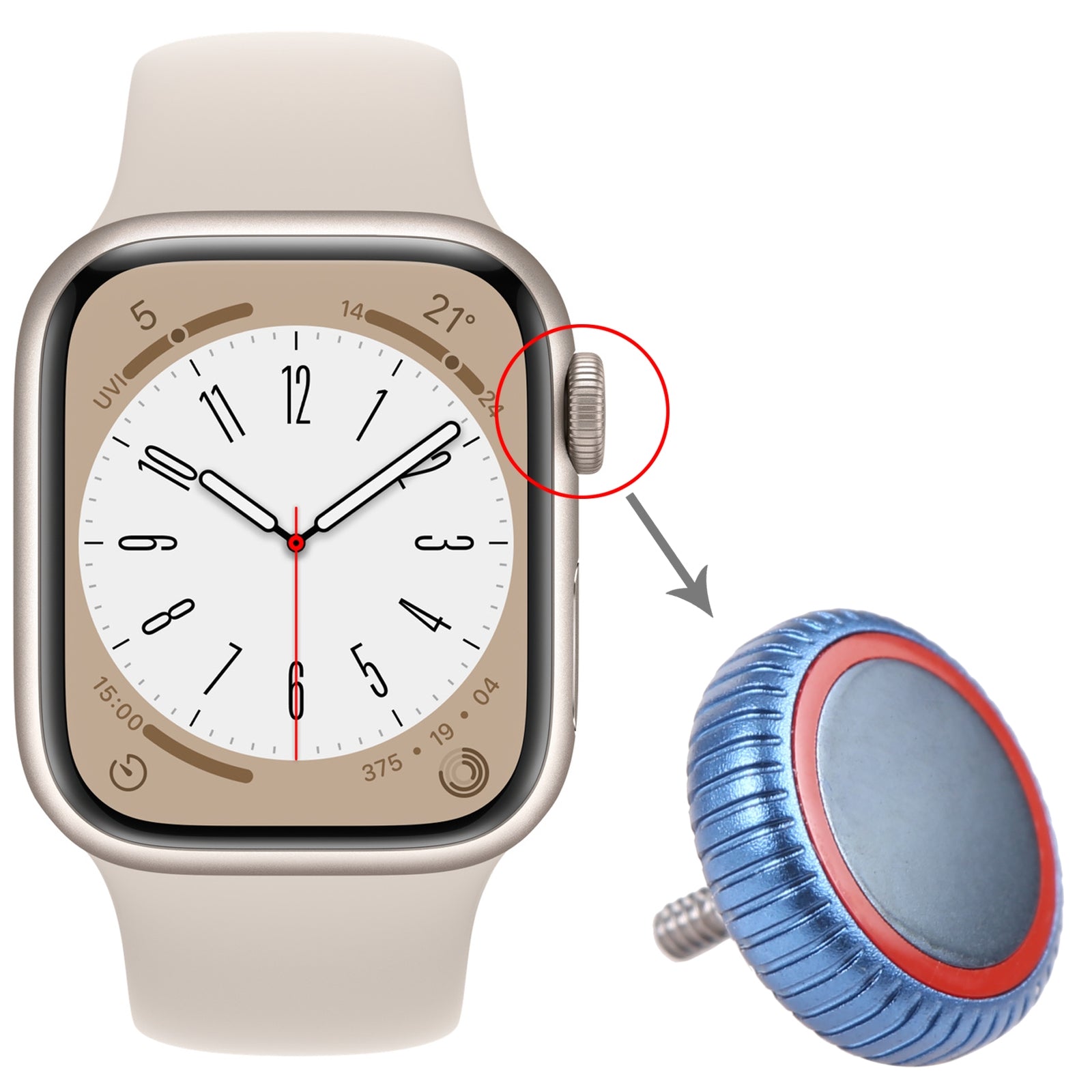 Couronne Écrou Apple Watch Series 8 (LTE) Bleu