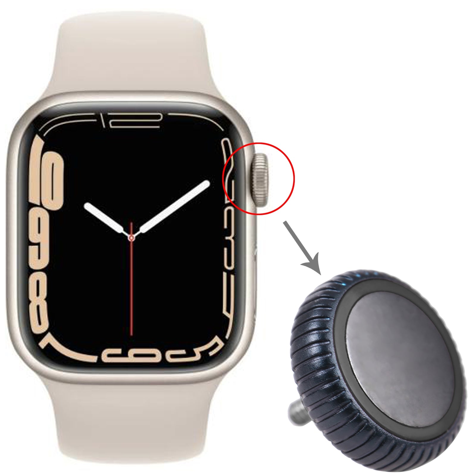 Couronne Écrou Apple Watch Series 7 (GPS) Gris