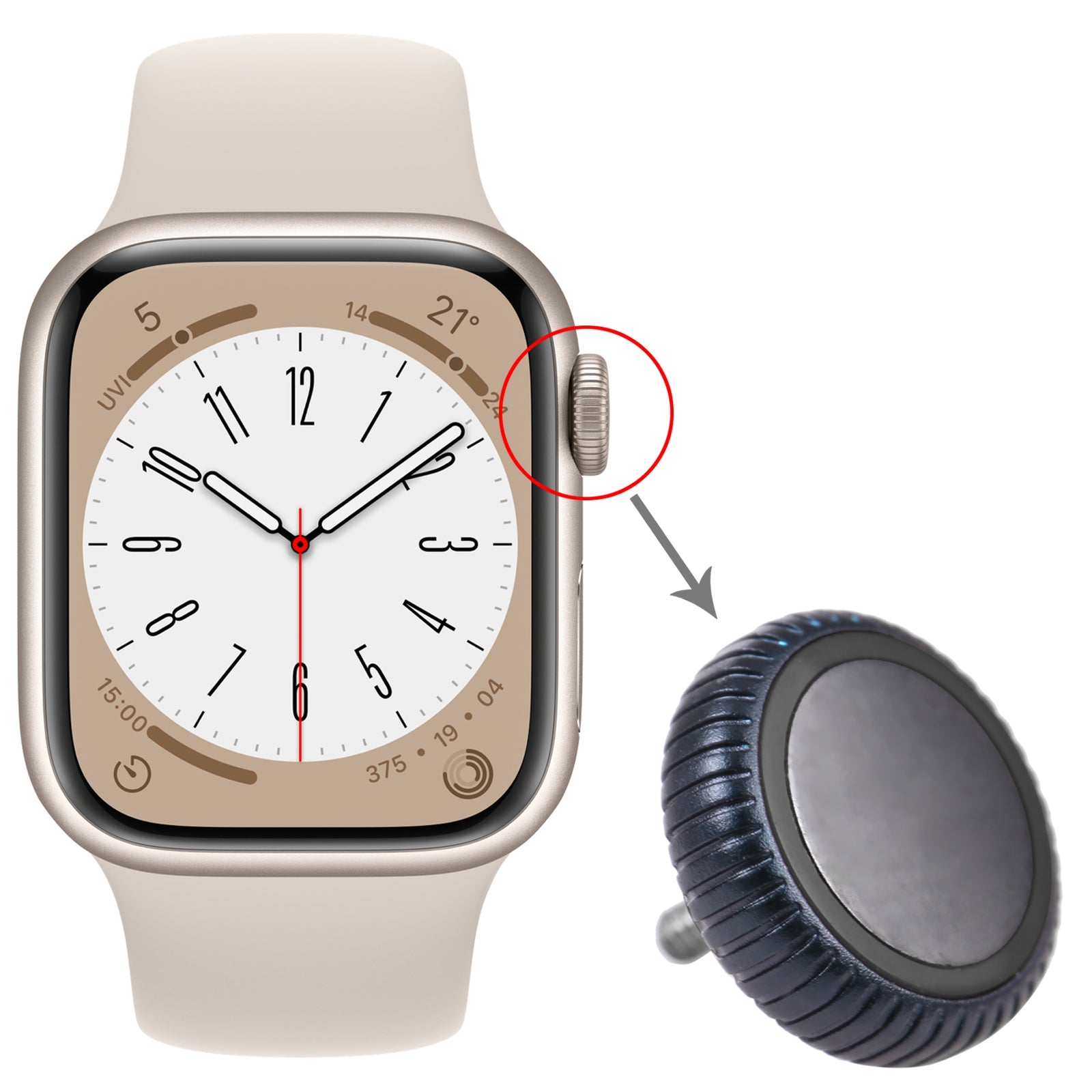Crown Nut Apple Watch Series 8 (GPS) Gray