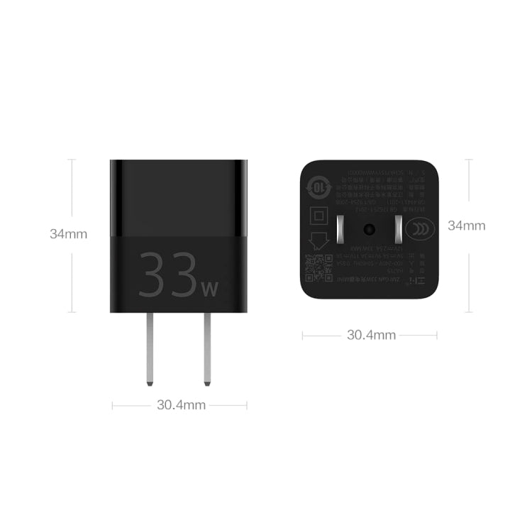Original Xiaomi YouPin Ha715 ZMI GAN 33W CARGER Mini SET Edición Enchufe de US (Negro)