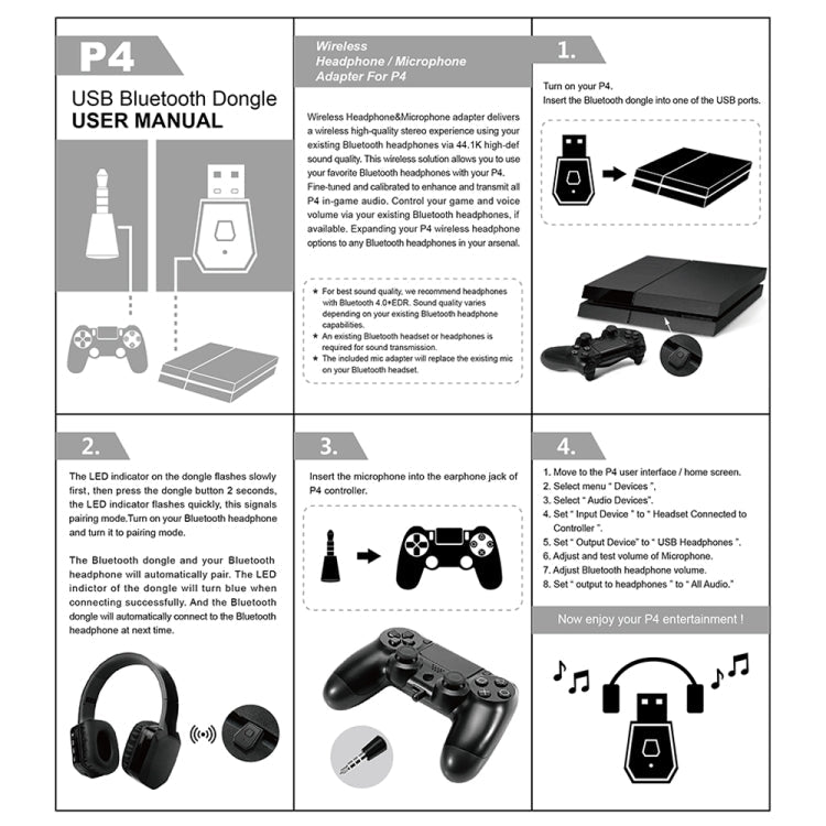 Bluetooth 4.0 USB Adapter Dongle Receiver For PS4 Controller Console For  Bluetooth Headset