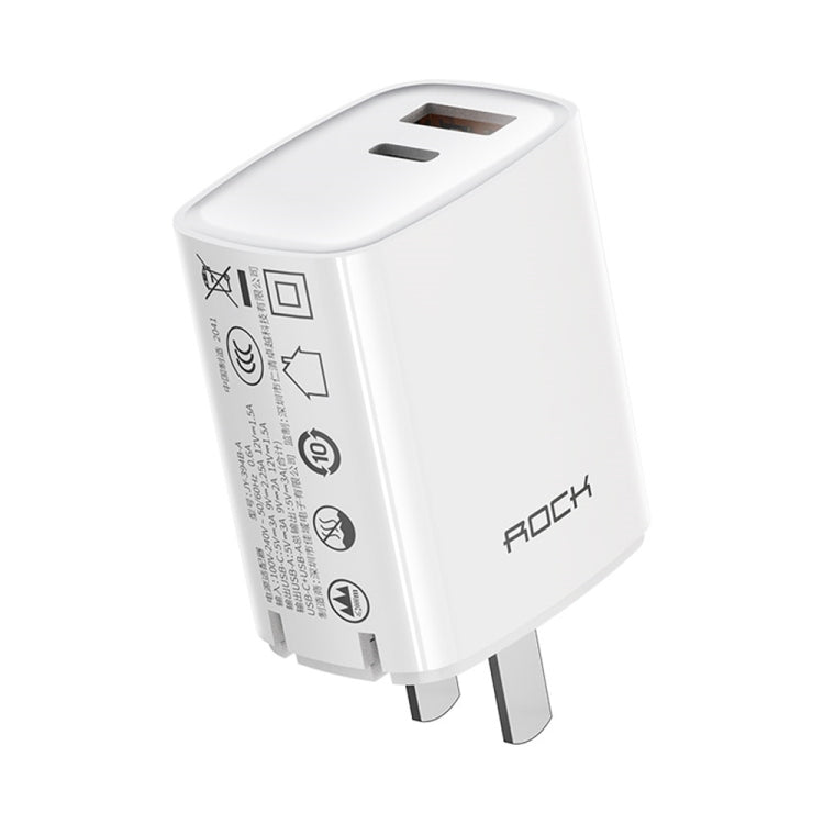 Rock T42 PD 20W Dual Port Travel Charger Power Adapter CN Plug (White)