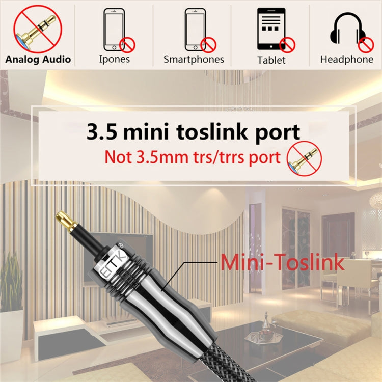 EMK OD6.0 Digital Optical Audio Cable 3.5mm Toslink to Mini Toslink Length: 3m