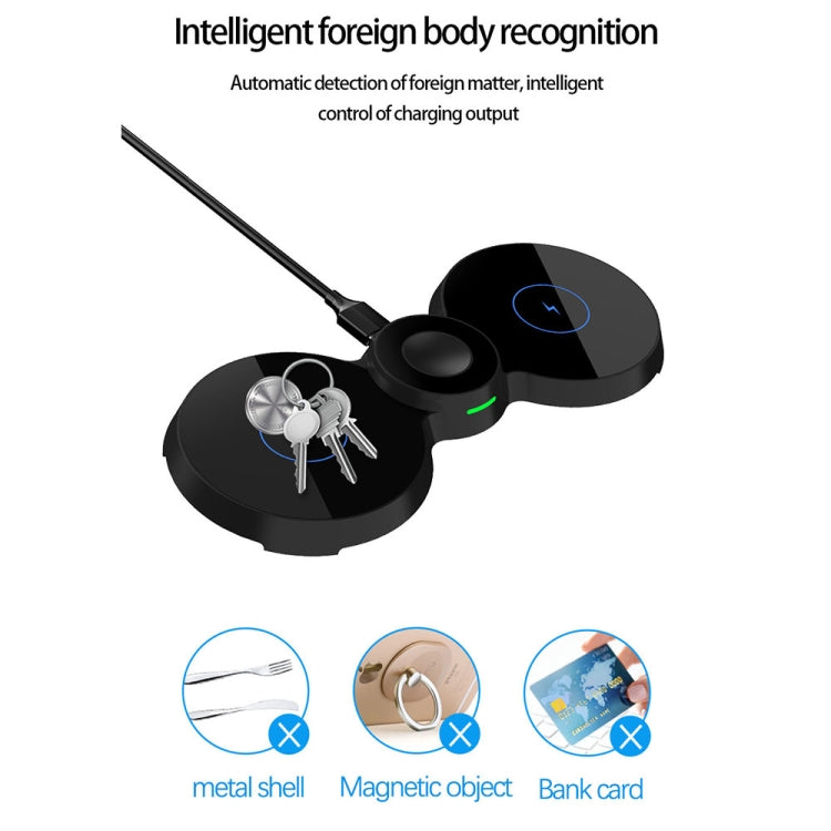 H20 15W Qi Standard 3 in 1 8 Shape Magnetic Wireless Charger 8 Shape for Apple Airpods Phones and Watches (Black)