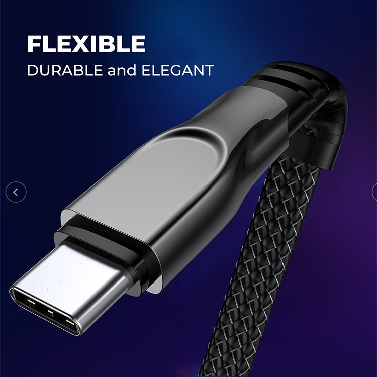 Joyroom S-1335K4 1.3m 3.5A 3 in 1 USB to 8 PIN + 8 PIN + USB-C / Type C / Type C SERIES NEYLON BRAIDA LETTER DATA CAP (Black)
