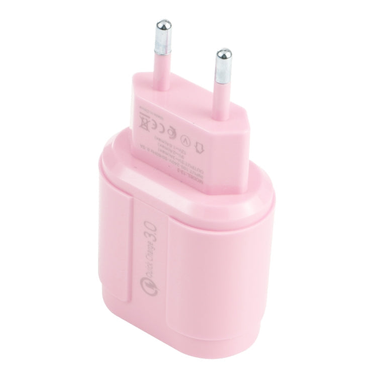 13-3 QC3.0 Single USB Interface Macarons Travel Charger EU Plug (Pink)