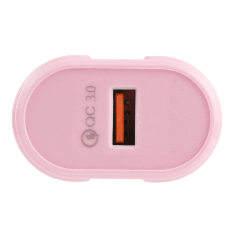 13-3 QC3.0 Single USB Interface Macarons Travel Charger EU Plug (Pink)