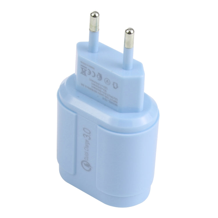 13-3 QC3.0 Un solo interfaz USB Macarons Cargador de Viaje Enchufe de la UE (Azul)