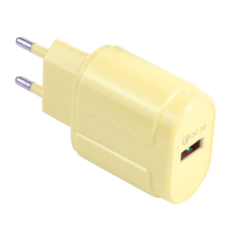 13-3 QC3.0 Chargeur de voyage Macarons à interface USB unique Prise UE (jaune)