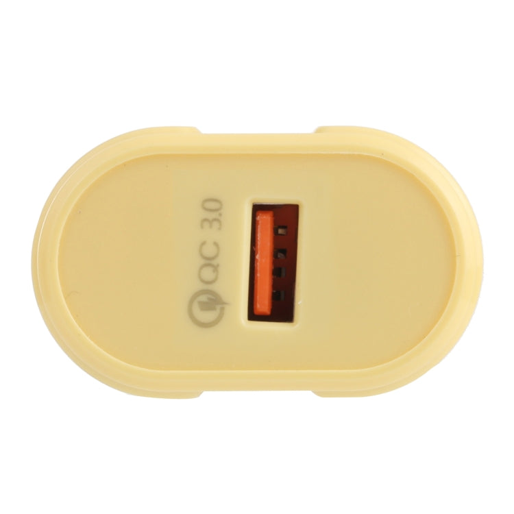 13-3 QC3.0 Un solo interfaz USB Macarons Cargador de Viaje Enchufe de la UE (Amarillo)