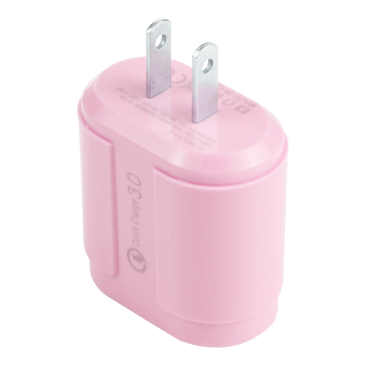 13-3 QC3.0 Chargeur de voyage Macarons à interface USB unique Prise US (Rose)