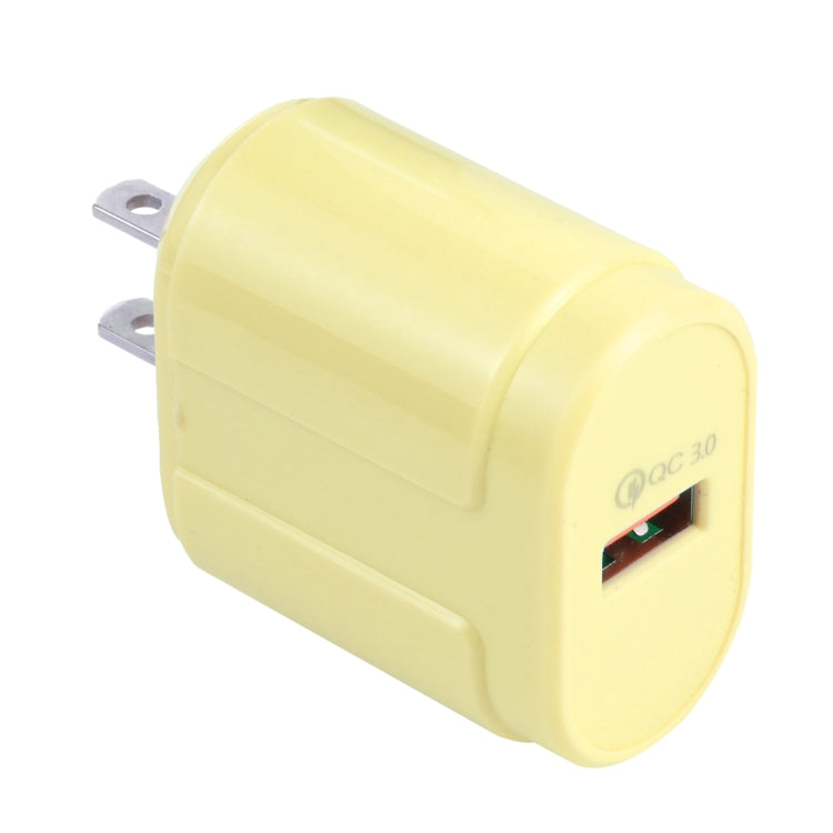 13-3 QC3.0 Chargeur de voyage Macarons à interface USB unique Prise américaine (jaune)