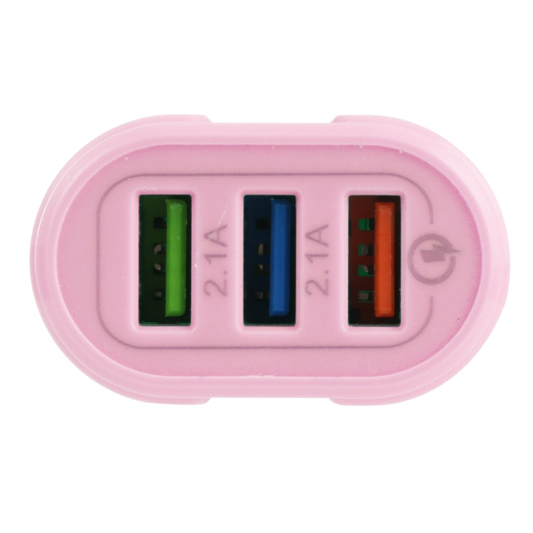13-222 QC3.0 USB + 2.1A Dual USB PORTS Macarons Travel Charger US Plug (Pink)
