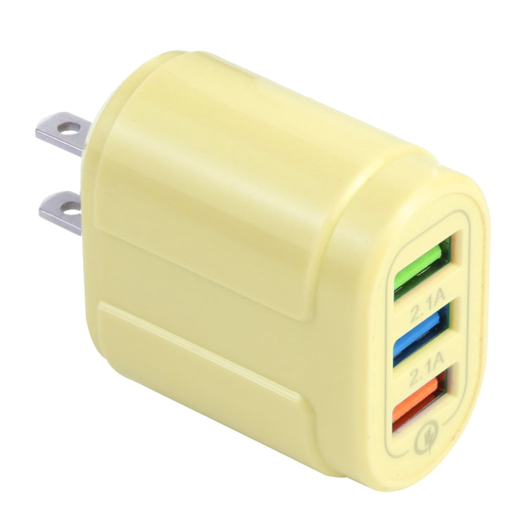 13-222 Chargeur de voyage QC3.0 USB + 2.1A double ports USB (jaune)