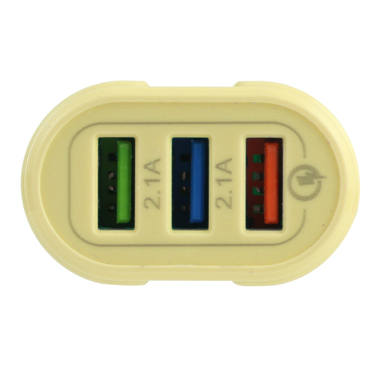 13-222 QC3.0 USB + 2.1A Dual USB Ports Travel Charger (Yellow)