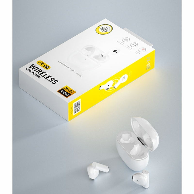 Auricular Bluetooth de reducción de ruido Inteligente JX-6S con caja de Carga conexión automática de soporte (Blanco)