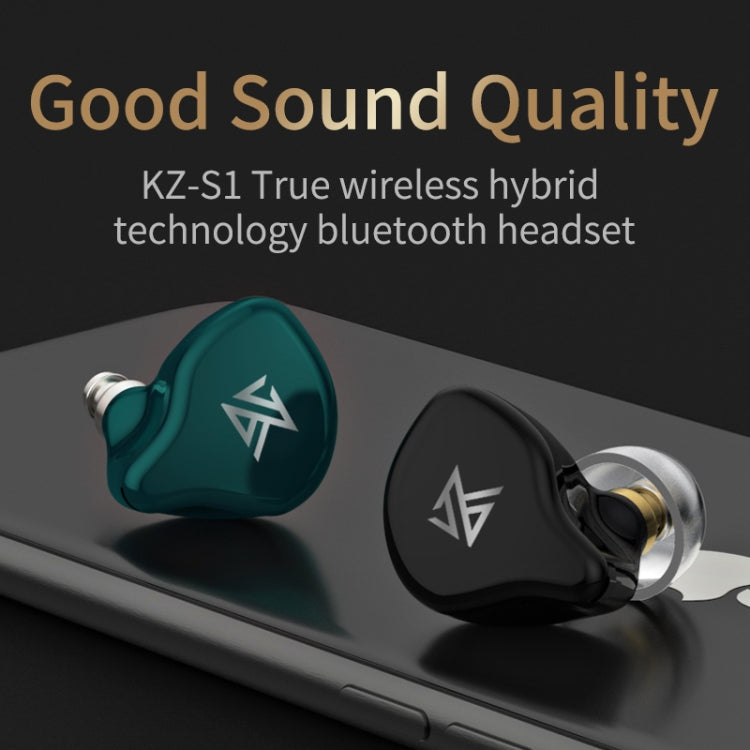 KZ S1D 1DD Dynamic Wireless Bluetooth 5.0 Stereo en la Oreja Auricular Deportivo con Micrófono (Negro)