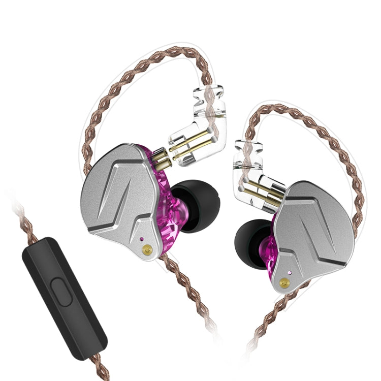 KZ ZSN Pro Ring Iron Drive Hybrid Drive Métal In-Ear Wired Earphone MIC Version (VIOLET)
