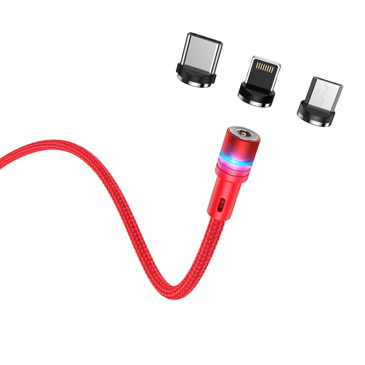 Hoco U98 Sunway Câble de charge magnétique multifonction 3 en 1 USB vers 8 broches + Micro USB + Câble USB-C / TYPE-C Longueur du câble : 1,2 m (Rouge)