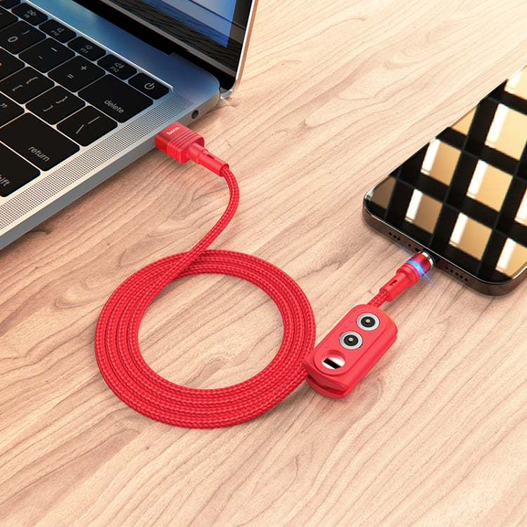 Hoco U98 Sunway 3 en 1 Cable de Carga Magnético Multifuncional USB a 8 Pin + Micro USB + Cable USB-C / TYPE-C Longitud del Cable: 1.2m (Rojo)