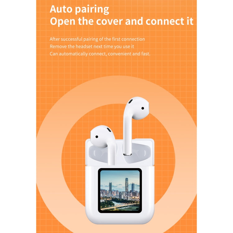 Auricular Bluetooth LCD TOUCH NR-550 con caja de Carga Soporte de reemplazo de imagen y detección de estado de uso y Siri (Blanco)