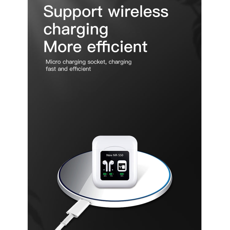 Écouteur Bluetooth tactile LCD NR-550 avec prise en charge de la boîte de charge Détection de l'état de remplacement de l'usure et de l'image et Siri (noir)