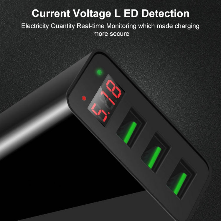Chargeur de voyage à affichage numérique LED à 3 ports USB Prise UE (noir)