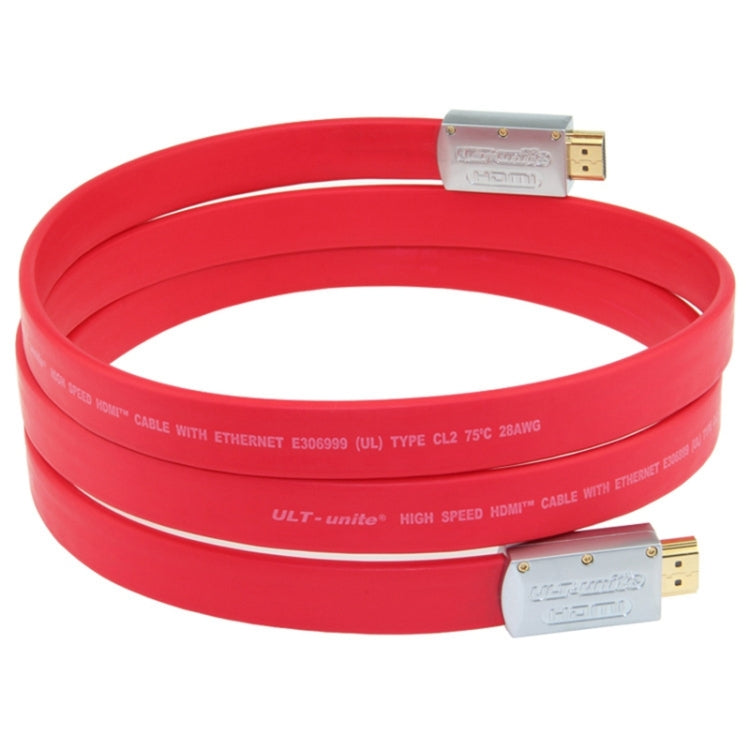 Câble plat HDMI vers HDMI plaqué or ULT-Join 4K Ultra HD Longueur du câble : 17 m (rouge)