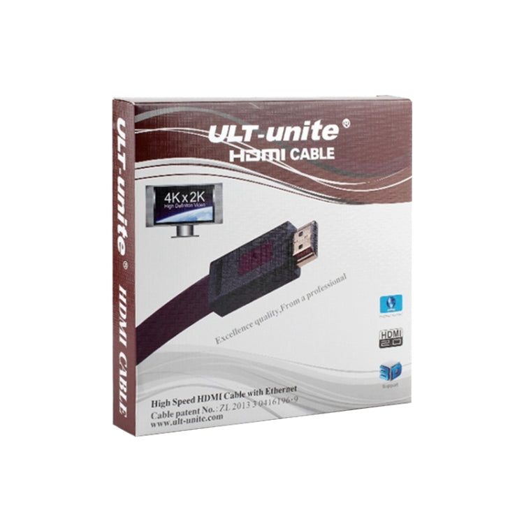 Câble plat Uld-Unite 4K Ultra HD plaqué or HDMI vers HDMI Longueur du câble : 1,5 m (rouge transparent)