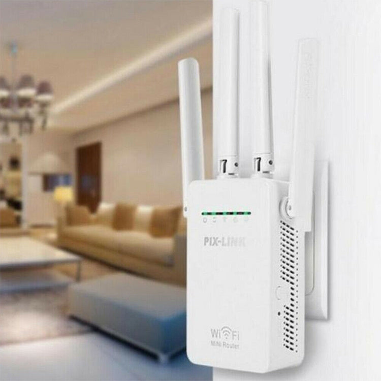 Repetidor de enrutador WiFi inteligente Inalámbrico con 4 Antenas WiFi Especificación de Enchufe: Enchufe de EE.UU (Blanco)