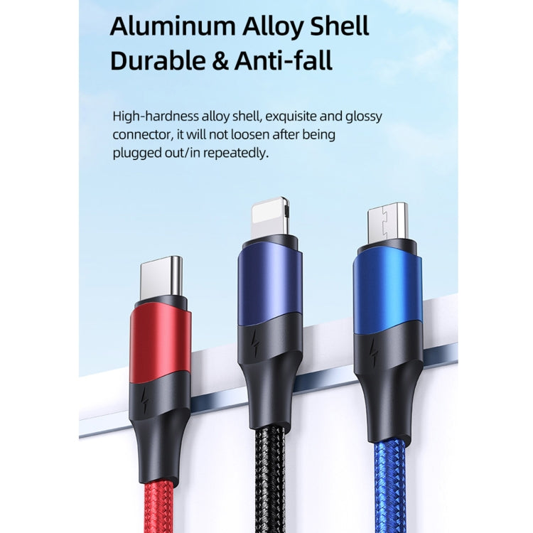 USAMS US-SJ549 U71 USB + Type-C / USB-C to 8 PIN + Type-C / USB-C + Micro USB Aluminum Alloy Charging Cable Length: 1.2m