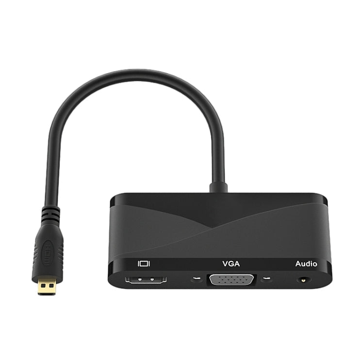 H115 3 en 1 Micro HDMI a HDMI + VGA + 3.5 Cable conversor de Audio (Negro)
