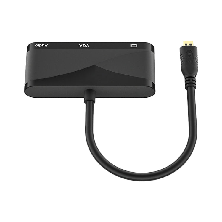 Câble convertisseur audio H115 3 en 1 Micro HDMI vers HDMI + VGA + 3.5 (noir)