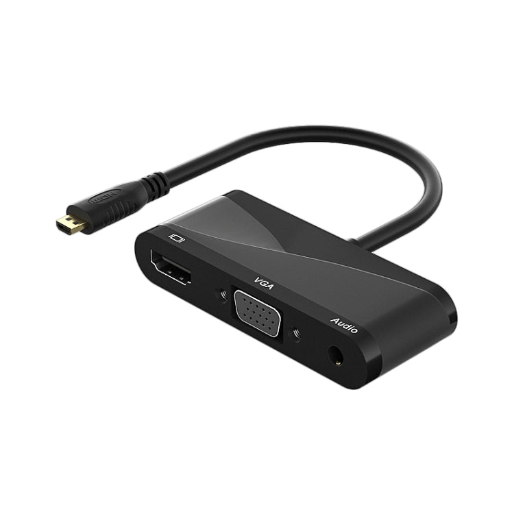 H115 3 in 1 Micro HDMI to HDMI + VGA + 3.5 Audio Converter Cable (Black)