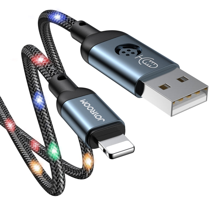 Joyroom S-1230N16 2.4A USB to 8 PIN Data Cable with LED Voice Control Cable Length: 1.2m (Grey)