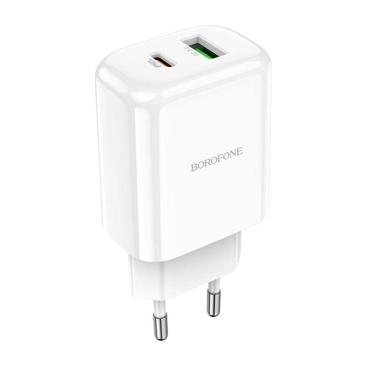 BOrofone BN4 POTENTIAL CABLE PD20W Type-C + QC3.0 USB Charger EU Plug (White)