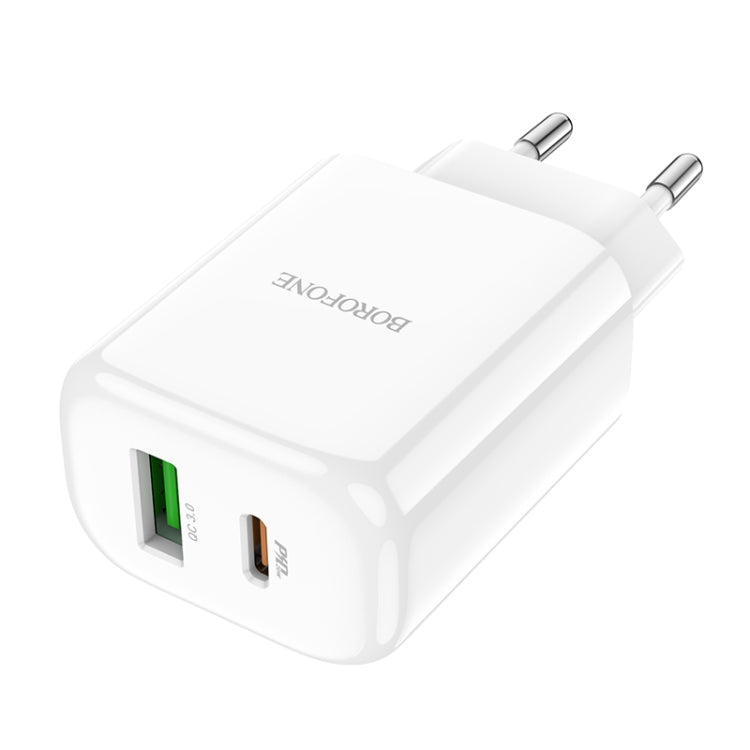 BOrofone BN4 POTENTIAL CABLE PD20W Type-C + QC3.0 USB Charger EU Plug (White)
