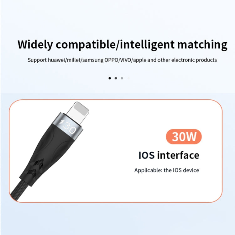 ADC-008 2 in 1 PD 30W USB + USB-C / Type-C to 8 Pin Flash Charging Data Cable Cable Length: 1M (Grey Black)