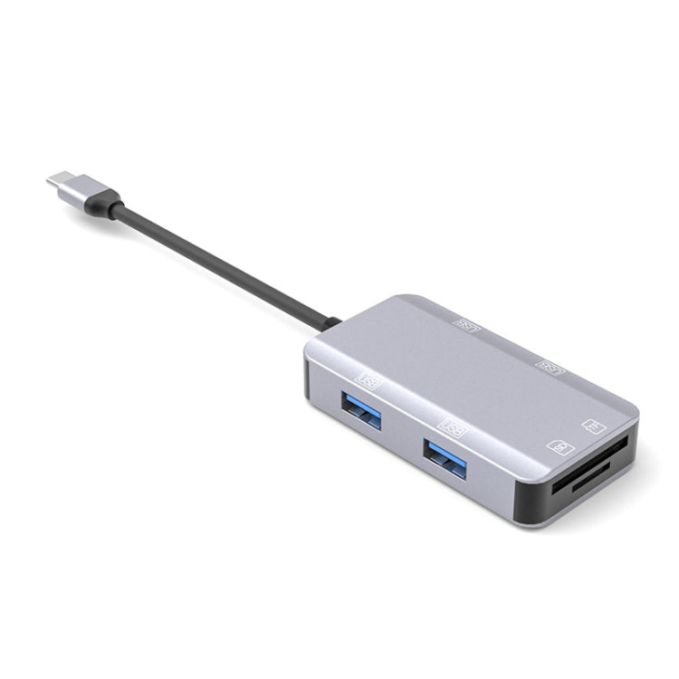 NK-3049 6 in 1 USB-C / TYPE-C to TF / SD Card Slot + 4 USB Female Adapter (Space Grey)