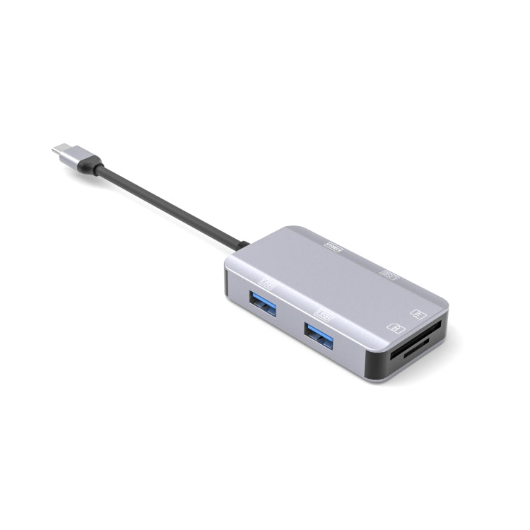 NK-3049H 6 in 1 USB-C / TYPE-C TO TF / SD Slot + USB 3.0 + 3 USB 2.0 Female Adapter (Space Grey)