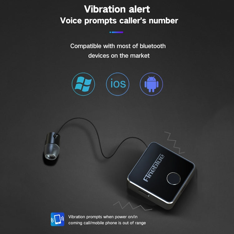 Auricular Bluetooth FineBlue F1 Lavalier recordatorio de vibración de soporte (Blanco)