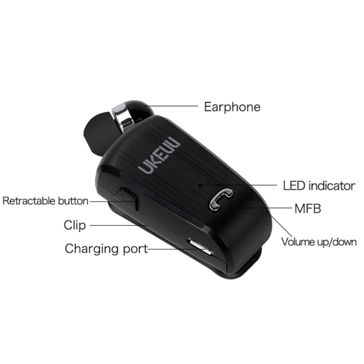UKELILI UK-890 DSP Noise Reduction Lavalier Pull Cable Aurel Bluetooth No Vibration (White)